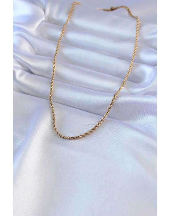 316L Çelik Gold Renk Burgu Model 45 cm Kadın Kolye