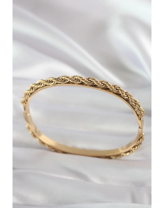 316L Çelik Gold Renk Burgu Zincir Model Kadın Kelepçe