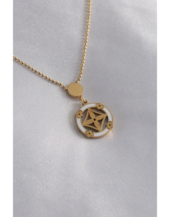 316L Çelik Gold Renk Çiçek Figür Kadın Kolye