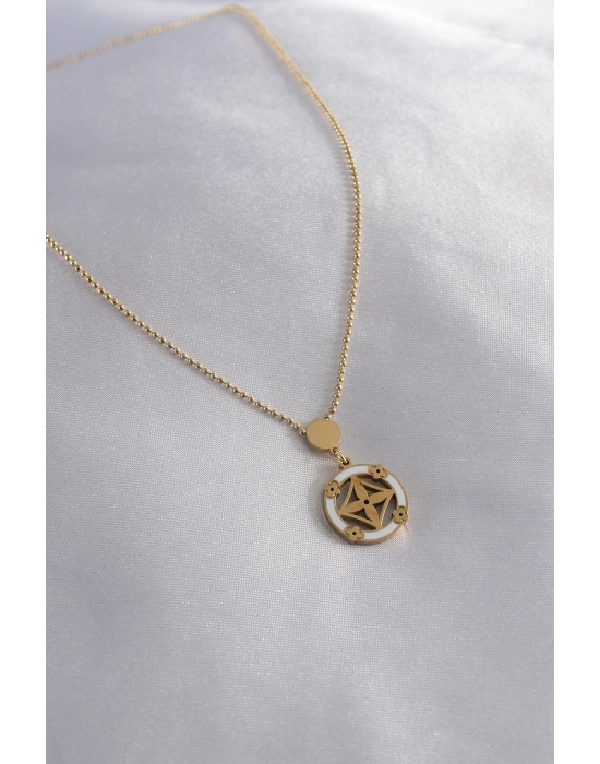 316L Çelik Gold Renk Çiçek Figür Kadın Kolye