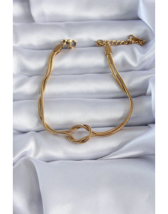 316L Çelik Gold Renk Düğüm Model Kadın Bileklik