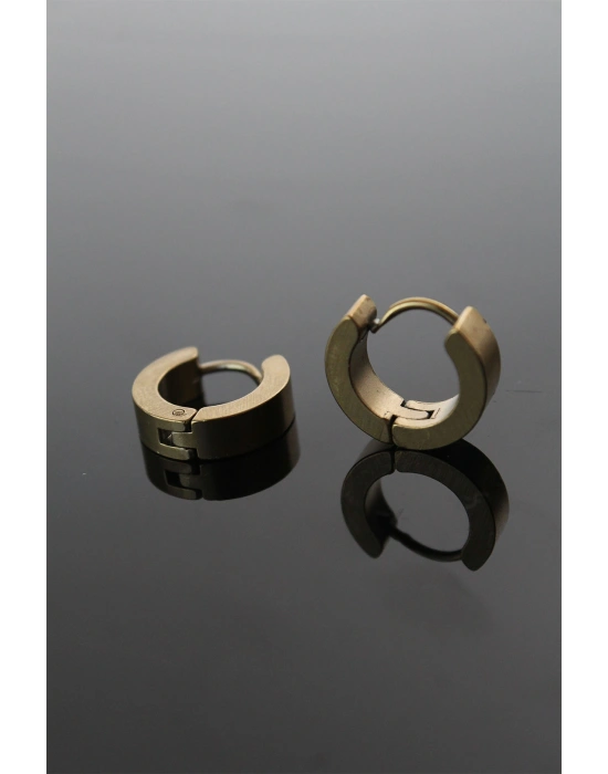 316L Çelik Gold Renk Halka Model Çift Küpe