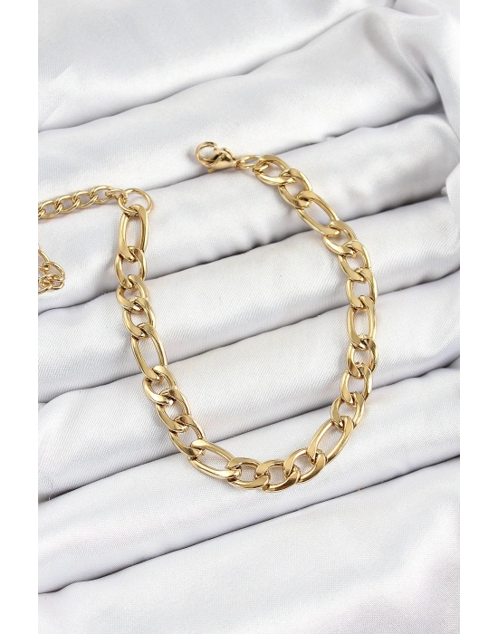 316L Çelik Gold Renk Kalın Zincir Erkek Bileklik