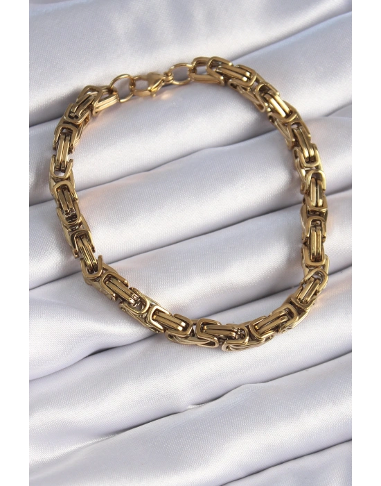316L Çelik Gold Renk Kral Zincir Model Erkek Bileklik