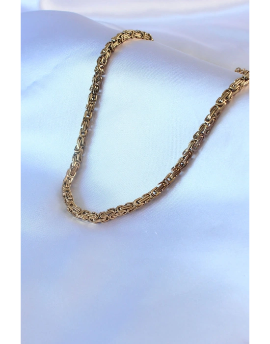 316L Çelik Gold Renk Kral Zincir Model Erkek Kolye