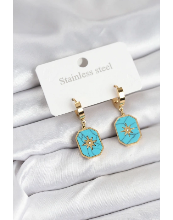 316L Çelik Gold Renk Kutup Yıldızı Model Kadın Küpe