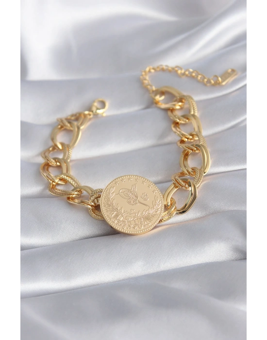 316L Çelik Gold Renk Reşat Altın Model Samanyolu Kadın Bileklik