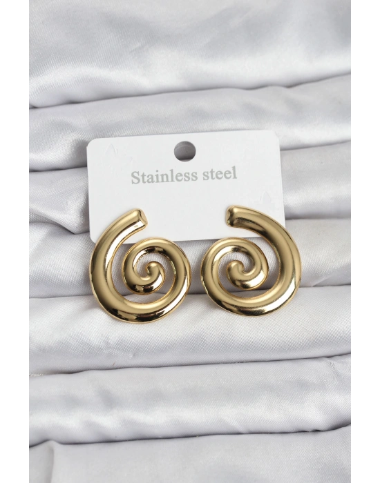 316L Çelik Gold Renk Sarmal Modelli Kadın Küpe