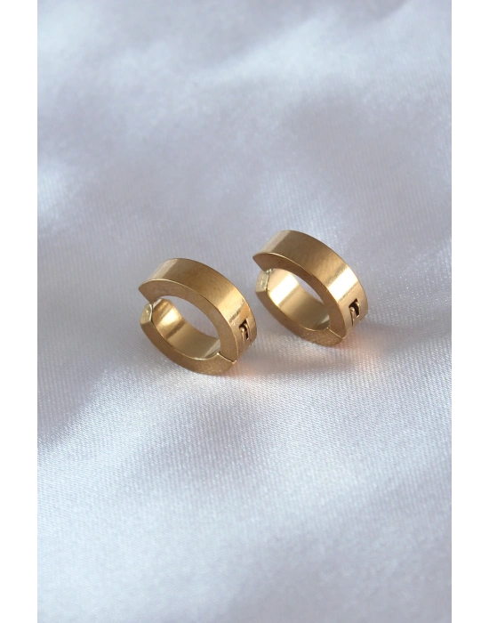 316L Çelik Gold Renk Sıkıştırmalı Erkek Küpe