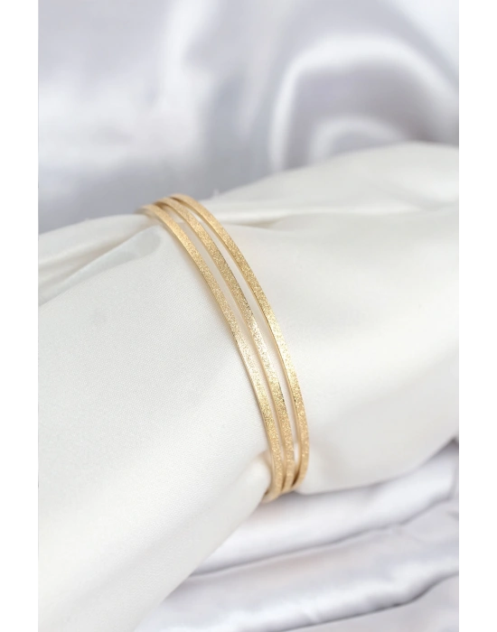 316L Çelik Gold Renk Simli Model Ajda 65 mm Kadın Bileklik
