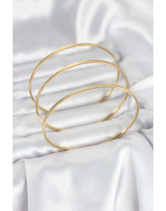 316L Çelik Gold Renk Simli Model Ajda 65 mm Kadın Bileklik