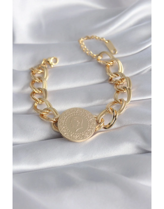 316L Çelik Gold Renk Tam Altın Model Samanyolu Kadın Bileklik