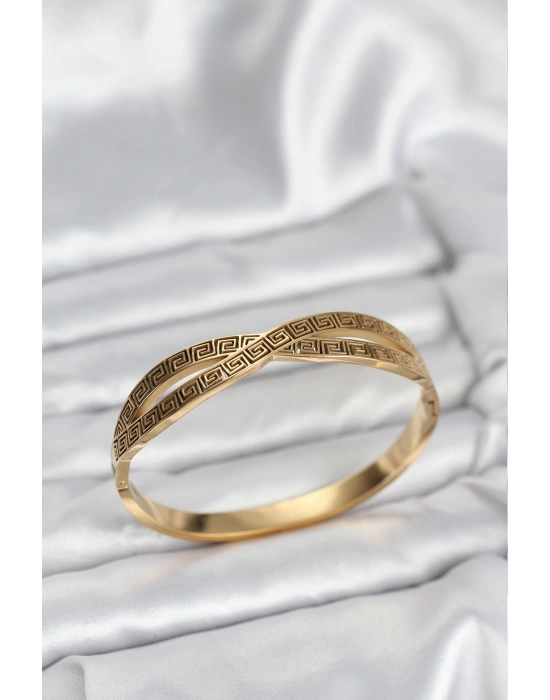 316L Çelik Gold Renk Vintage Kadın Kelepçe Bileklik
