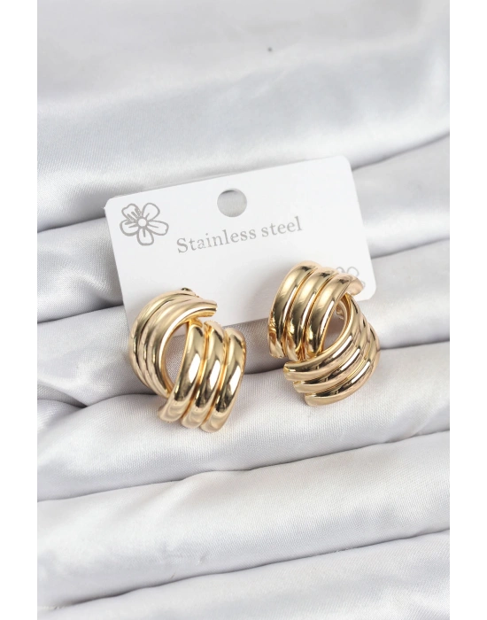 316L Çelik Gold Renk Vintage Kadın Küpe
