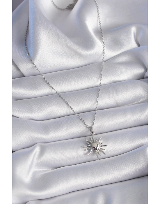 316L Çelik Gold Renk Zincir Güneş Figür Kadın Kolye