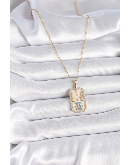 316L Çelik Gold Renk Zincir İkizler Burcu Zirkon Taşlı Kadın Kolye