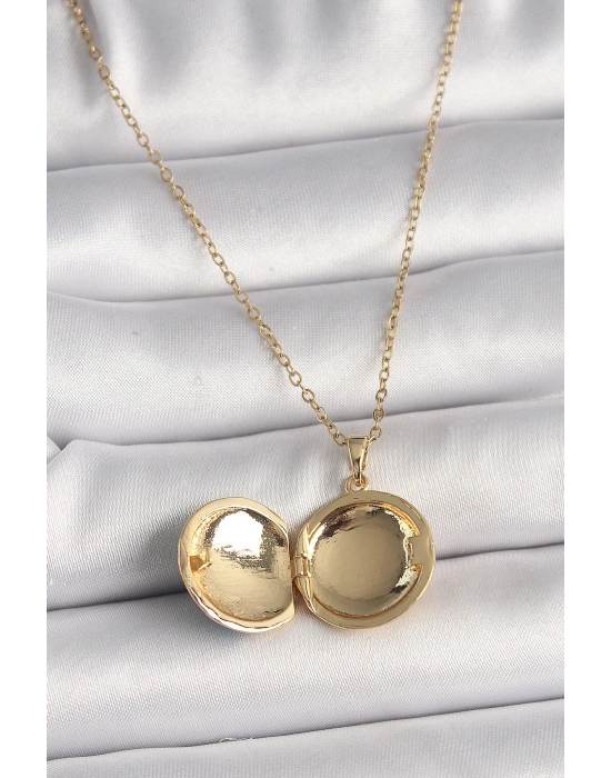 316L Çelik Gold Renk Zincir Mavi Dünya Model Kadın Kolye