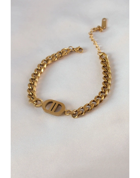 316L Çelik Gold Renk Zincir Model Kadın Bileklik