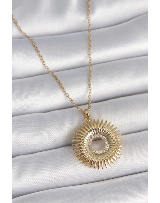 316L Çelik Gold Renk Zincir Zirkon Taşlı Nova Yıldız Model Kadın Kolye