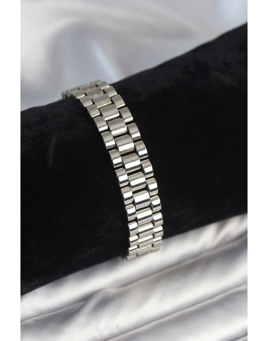 316L Çelik Gümüş Renk 12 mm Kalınlık Erkek Bileklik