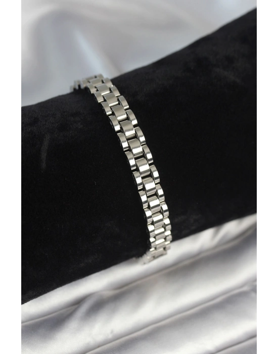 316L Çelik Gümüş Renk 7 mm Kalınlık Erkek Bileklik