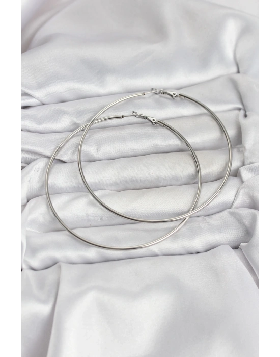 316L Çelik Gümüş Renk 75 mm Halka Küpe