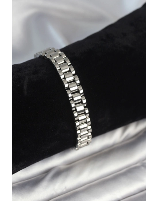 316L Çelik Gümüş Renk 9 mm Kalınlık Erkek Bileklik