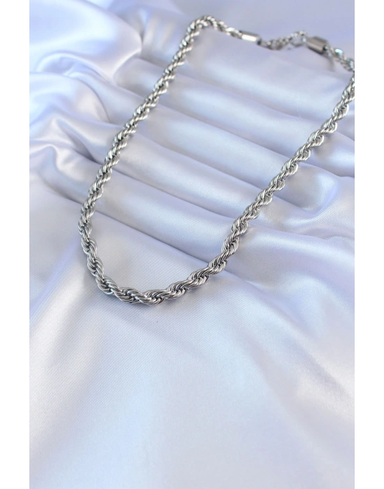 316L Çelik Gümüş Renk Burgu Model 45 cm Kadın Kolye