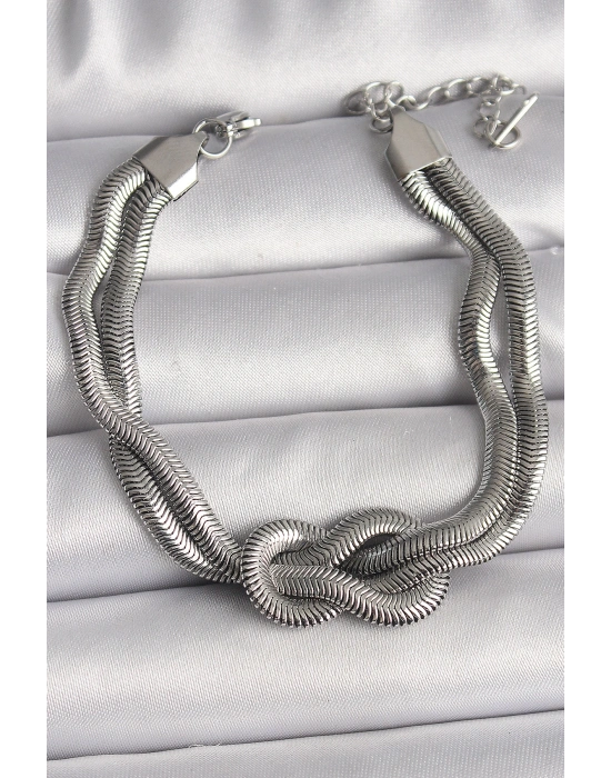 316L Çelik Gümüş Renk Düğüm Model Kadın Bileklik