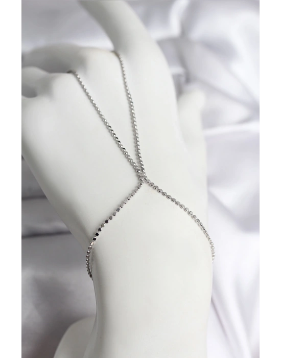 316L Çelik Gümüş Renk Ezme Zincir Model Kadın Şahmeran