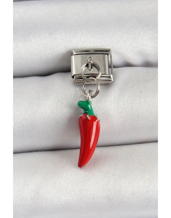 316L Çelik Gümüş Renk Kapya Biber Model Nomination Charm