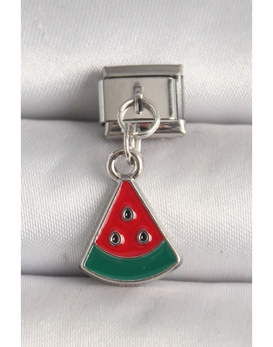 316L Çelik Gümüş Renk Karpuz Dilim Model Nomination Charm