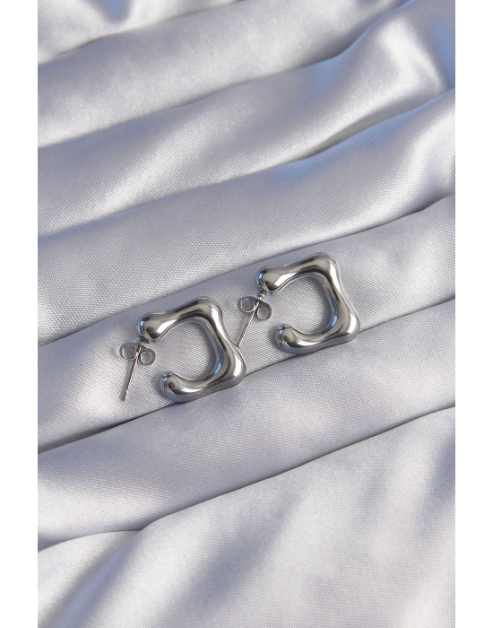 316L Çelik Gümüş Renk Minimal Bubble Küpe