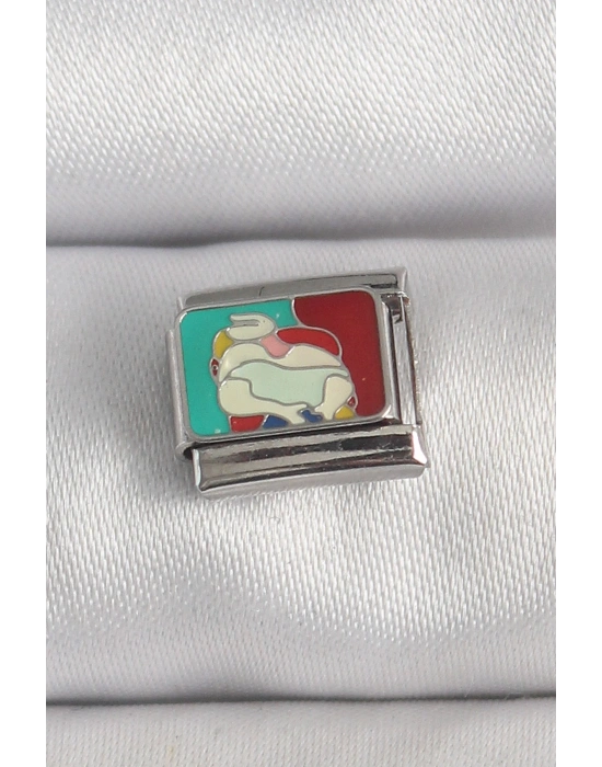 316L Çelik Gümüş Renk Renkli Portre Model Nomination Charm