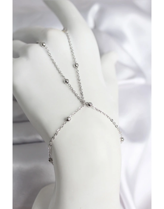 316L Çelik Gümüş Renk Topçuk Zincir Model Kadın Şahmeran