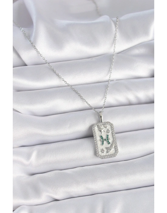 316L Çelik Gümüş Renk Zincir Balık Burcu Zirkon Taşlı Kadın Kolye