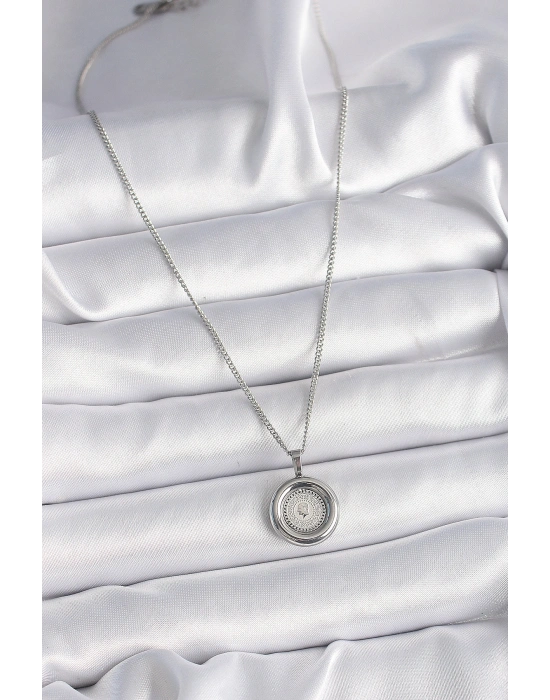 316L Çelik Gümüş Renk Zincir Gümüş Renk Altın Model Kadın Kolye