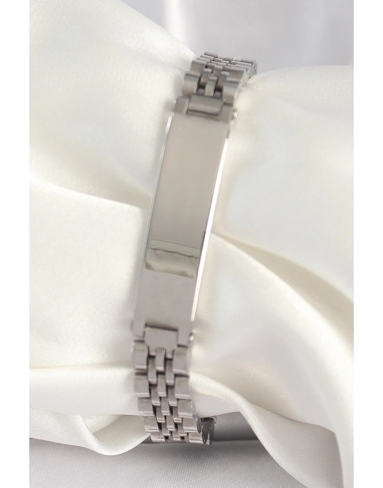 316L Çelik Gümüş Renk Zincir Künye Model Erkek Bileklik