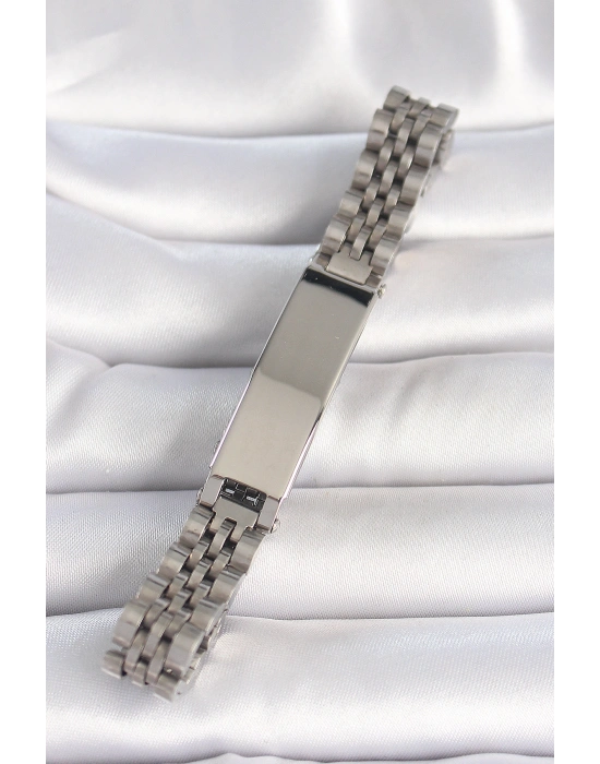 316L Çelik Gümüş Renk Zincir Künye Model Erkek Bileklik