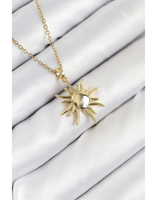 316L Çelik Güneş Model Gold Renk Kadın Kolye
