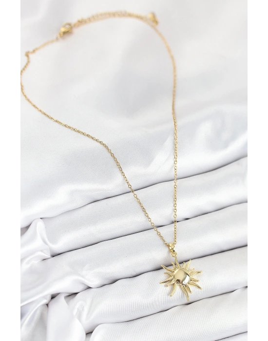 316L Çelik Güneş Model Gold Renk Kadın Kolye