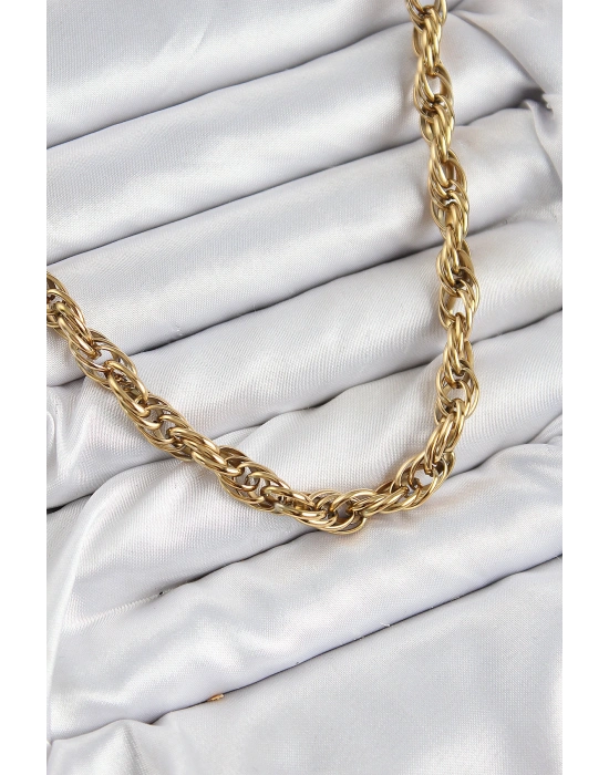 316L Çelik Halat Model Gold Renk Kadın Kolye