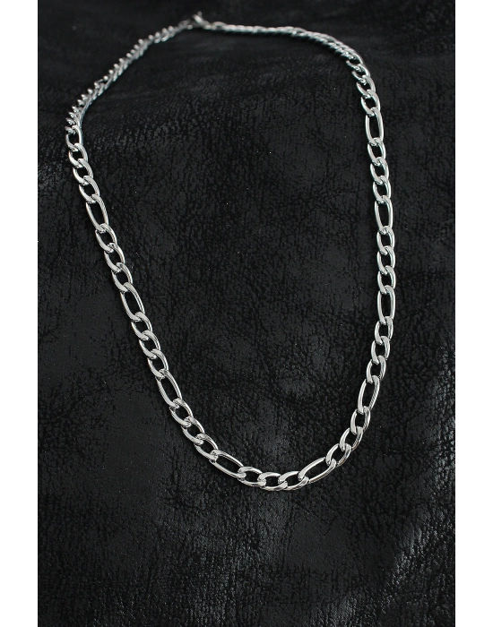 316L Çelik Kalın Figaro Zincir Model Gümüş Renk Erkek Kolye