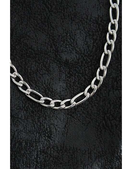 316L Çelik Kalın Figaro Zincir Model Gümüş Renk Erkek Kolye