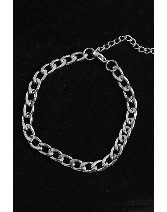 316L Çelik Kalın Klasik Model Gümüş Renk Erkek Bileklik