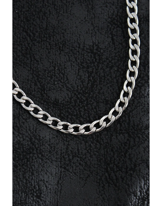 316L Çelik Kalın Klasik Zincir Model Gümüş Renk Erkek Kolye