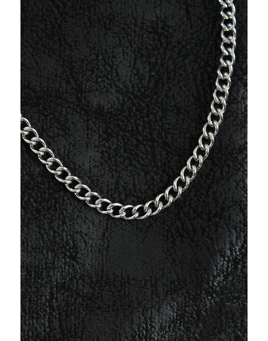 316L Çelik Klasik Oval Zincir Model Gümüş Renk Erkek Kolye