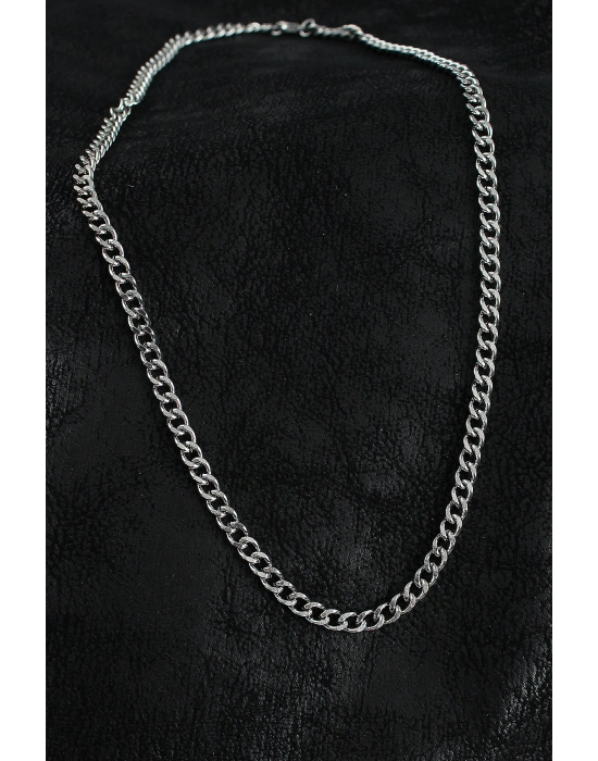 316L Çelik Klasik Zincir Model Gümüş Renk Erkek Kolye