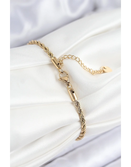 316L Çelik Nazar Boncuğu Detaylı Yaşam Çiçeği Model Gold Renk Kadın Bileklik