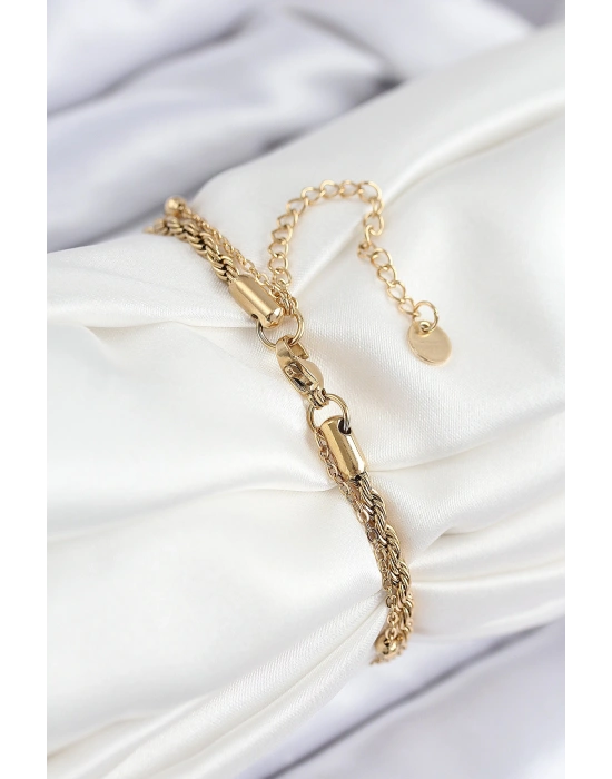 316L Çelik Nazar Boncuk Model Burgu Zincir Gold Renk Kadın Bileklik